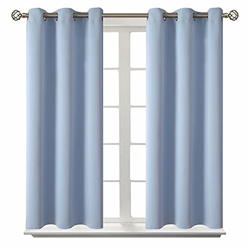 BGment Blackout Curtains for Bedroom - Grommet Thermal Insulated Room Darkening Curtains for Living Room, Set of 2 Panels (38 x 54 Inch, Spa Blue)