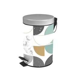 Douceur d'Intérieur, Pedal Bin 3 L Printed Metal Geomtree Blue