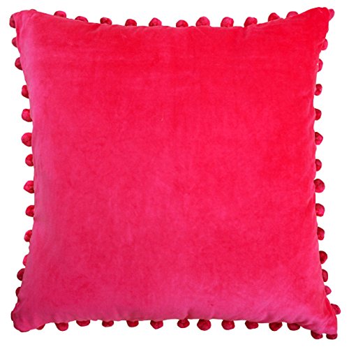 Ragged Rose 50cm x 50cm Cushion Covers - Pompom Cushion Covers with Zip Fastening - Velvet Cushion Cover for Living Room & Bedroom