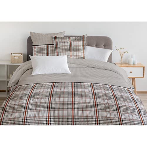 Home Linge Passion 3-Piece Bedding Set 240 x 260 cm 100% Cotton 57 Thread Count, Green, Beige & Red, 240x260cm