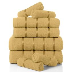 GC GAVENO CAVAILIA Egyptian Cotton Towel Bale Set, Highly Absorbent & Quick Dry Towels For Bathroom, (2 Hand - 2 Bath - 4 Face) 8 Piece Towel Set - Ochre