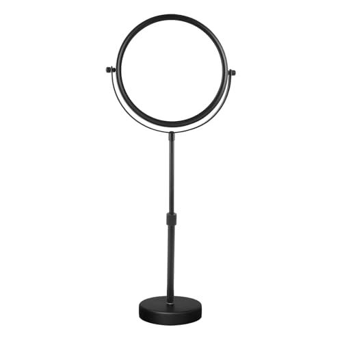 Nicesail Adjustable Height Table Top Mirror Black Magnifying Mirror on Stand 5x Bathroom Shaving Mirrors Free Standing Swivel Double Sided,Ø 20cm