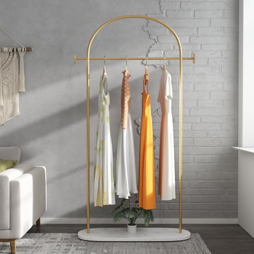 TIEOU Metal Gold Coat Rack Freestanding, Entryway Coat Rack Stand, Hat Coat Hanger Stand, Hall Tree Coat Rack, Gold Clothing Rack, Small Clothing Rack, Clothes Garment Rack, Modern Coat Rack, Gold