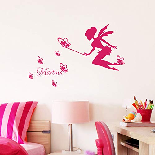 Personalised Name Stickers - Personalised Name Sticker – Children's Room Wall Decoration - 2 Sheets of 30 x 40 cm and 40 x 30 cm – Fuchsia