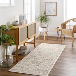 Livabliss Dublin Vintage Rug - Runner Rugs Living Room 80x220 cm, Hallway, Kitchen Area - Traditional Multicoloured Boho Style, Easy Care - Bohemian Large Rug, Ivory, Pink and Grey