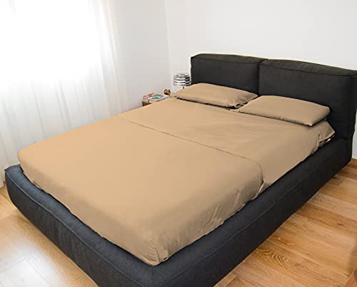 GEMITEX 100% Polyester Microfibre Double Bed Set with 2 Flat Sheets and 2 Pillowcases, Plain Colour, Made in Italy