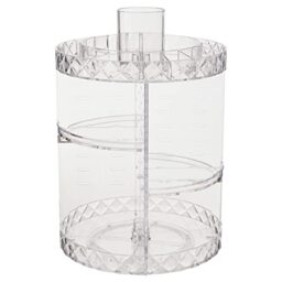 Premier Housewares Cosmetic Organiser With 3 Tier Round Compartments Clear Diamond Multipurpose Storage Statement Piece for Dresser/Bathroom With Rotating Base W26 X D26 X H39cm.