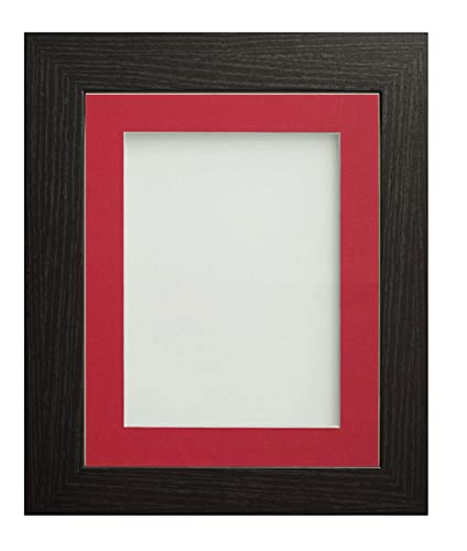Frame Company Watson Black Picture Photo Frame fitted with Perspex, A4 with Red Mount for image size 10x6 inch