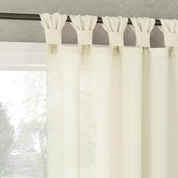 "No. 918 Reman 2-pack Twist Tab Linen Texture Semi-Sheer Tab Top Curtain Panel Pair, 40"" x 96"", Ivory"