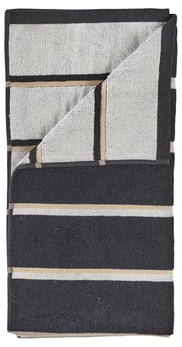 ZONE DENMARK Sauna Bath Towel, 70 x 140 cm, 100% Cotton, Highly Absorbent and Quick Drying, Hand Towel/Sauna Towel, Super Soft, Black/Light Grey/Camel