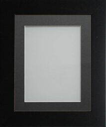 Frame Company Watson Matte Black Picture Photo Frame fitted with Perspex, 20x16 inch with Grey Mount for image size 16x12 inch