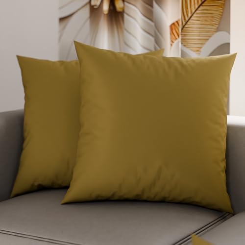 PETTI Artigiani Italiani - Pair of Pillowcases 40x40 cm in Microfiber, Bedroom Cushions, Sofa, Set of 2 Cushion Covers, Mud Solid Color Pillowcase, 100% Made in Italy