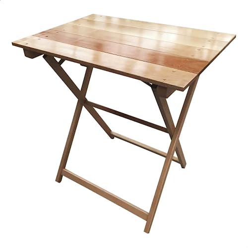 Aranaz - Flex Table with Slats - Foldable and Portable - for Outdoors - Ideal for Balcony, Garden, Terrace, Camping, Patio, Picnic and Events - Multipurpose - Wood - Varnish - 50 x 70 x 76 cm