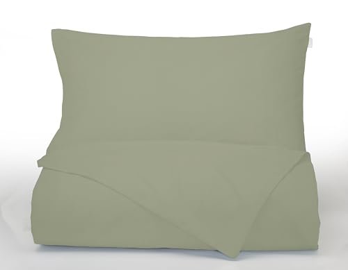 Bianca Plain Dyed Military Green Duvet Cover Set 140 x 220 + 60 x 70 cm