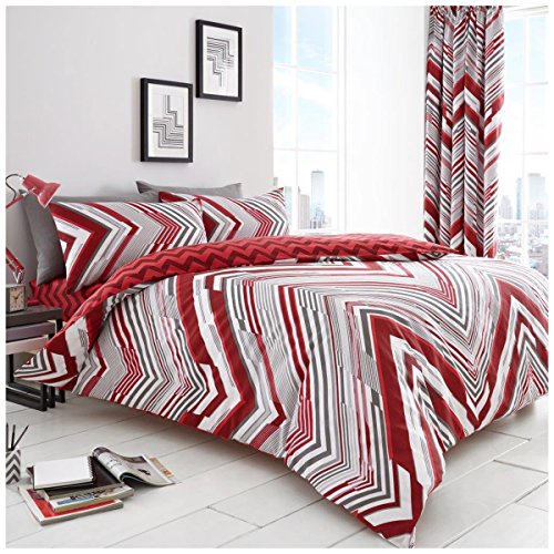 Gaveno Cavailia Luxurious AUSTIN Bed Set with Duvet Cover and Pillow Cases, Polyester-Cotton, Red, Single