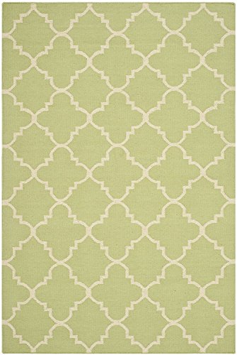 Safavieh Contemporary Indoor Flatweave Rectangle Area Rug, Dhurrie Collection, DHU554, in Light Green / Ivory, 91 X 152 cm for Living Room, Bedroom or Any Indoor Space