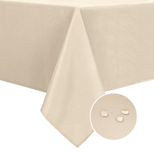 DWCN Square Tablecloth - 30 x 30 Inch - Waterproof Stain and Wrinkle Resistant Washable Table Cloth, Decorative Fabric Table Cover for Kitchen Dining Room Party and Outdoor Use, Beige