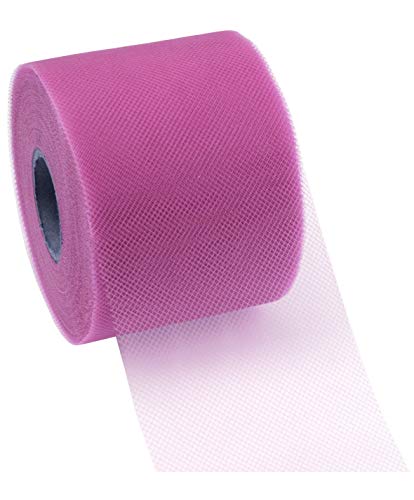 C.E. Pattberg Verona Decoration Ribbon - Magenta, 50 m Tulle Band for Wrapping and Decorating, 72 mm Width, Elegant Ribbon for Easter Decorations, Baby Showers, Christmas, Wedding, and Car Decoration