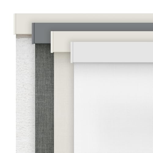 AOSKY Linen Roller Blinds Shades for Indoor Windows Pull Down Cordless Blackout Black Out Window Shade 29 Inch Blinds for Home White