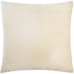 Paoletti Evoke Velvet Feather Filled Cushion – Luxurious Chevron Pattern Decorative Square Pillow With Filling (Ivory - 55x55cm)