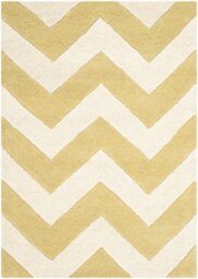 Safavieh Contemporary Indoor Hand Tufted Accent Area Rug, Chatham Collection, CHT715, in Light Gold / Ivory, 61 X 91 cm for Living Room, Bedroom or Any Indoor Space