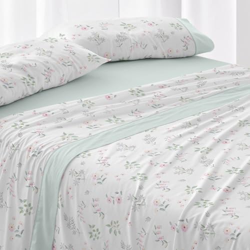 Burrito Blanco - Cotton Bedding Set - Bed 180 cm (+Available Measurements) - Design 634 - Aqua Color (180x190/200 cm.)