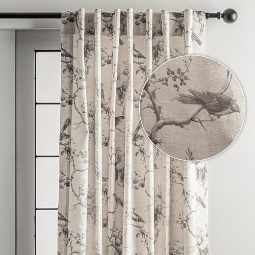 "Maison d' Hermine Curtains for Living Room 100% Cotton 84 inch Length One Panel Light Filtering Curtains for Bedroom Windows with Rod and Loop Pockets Drapes (Turin, 50"" W x 84"" L)"