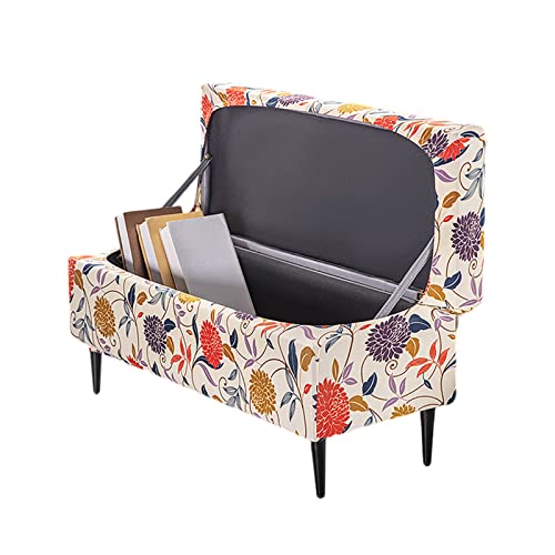 FUANGUI Ottoman Cover Slipcovers Rectangular Folding Stretch - Storage Bench Footrest Sofa Stool Covers Footstool Protector with Elastic Bottom, Removable Washable,Medium
