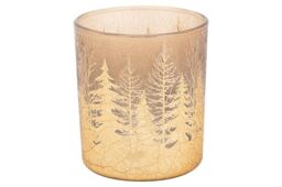 Cosy Home Set of 6 Cracke Trees Crystal Candlesticks, Gold, 7 x 7 x 8 cm
