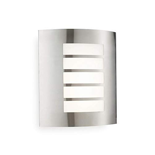 National Lighting Bianco Outdoor Wall Light - Curved Outside Lights Mains Powered - Integrated 7W SMD LED Outdoor Wall Lights Mains Powered - IP44 Weatherproof LED Wall Lights, Warm White Colour