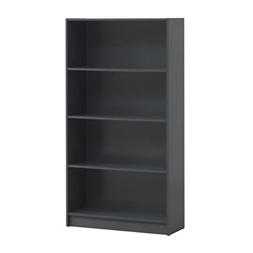 Timber Art Design UK 4 Tier Bookcase Open Ladder Shelf Retro Contemporary Organizer Display Shelving Unit for Modern Living Room, Office Space, Study Room Furniture, Dark Grey - W80 x H150 x D30cm