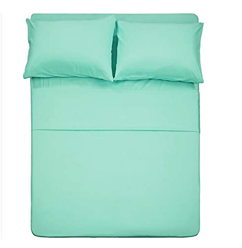"4 Piece Bed Sheet Set Twin XL - 1 Flat Sheet,1 Fitted Sheet and 2 Pillow Cases - Brushed Microfiber 1800 Luxury Bedding Deep Pocket up to 16"" Extra Soft & Fade Resistant (Mint Color)"