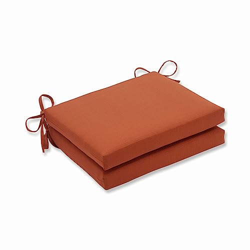 "Pillow Perfect Patio Seat Cushions Plush Fiber Fill, Weather and Fade Resistant, Cinnabar Burnt Orange, Square Corner-16"" x 18.5"""