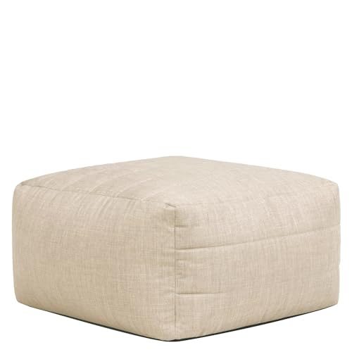 icon Noa Bean Bag Footstool, Natural, Large Pouffe Footstool with Filling Included, Modular Boneless Sofa, Indoor Outdoor Set, Living Room, Garden, Garden Furniture