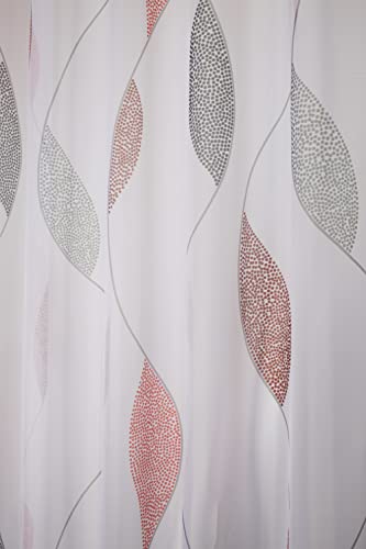 HOMEbasics Paolo 49462 Tab-Top Curtain Transparent Printed (Red, 145 x 140 cm)