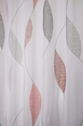 HOMEbasics Paolo 49462 Tab-Top Curtain Transparent Printed (Red, 145 x 140 cm)