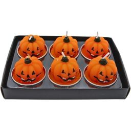 Dekohelden24 Tealight Candles, Figure Candle, Autumn Candle, Halloween Candle, Halloween Decoration, Tea Light Candles as Pumpkin as a Set of 6 in Orange, Box Contents: 6 Candles, Dimensions of Each