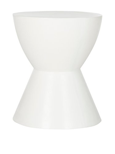 SAFAVIEH Modern Outdoor Cement Stool, in Ivory, 38 X 38 X 44.95
