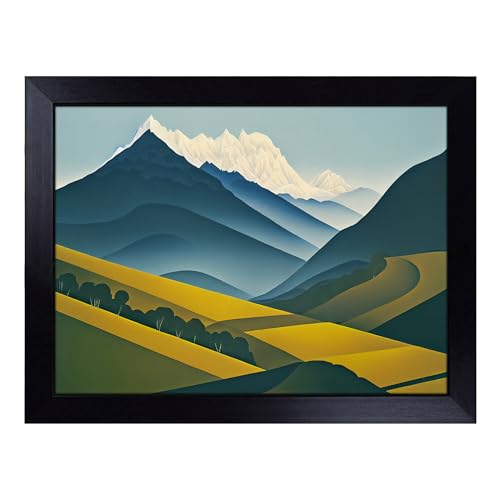 Lap Tray with Bean Bag Cushion, Staggering Mountain Landscape - Handmade in the UK, Raised Wooden Edge, Padded Cushion, Heat-Resistant Wipe-Clean Surface, for Meals, Laptops and Crafts