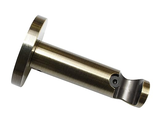 Gardinia Memphis Series 1-Track with Metal Mounting Plate for Curtain Pole Diameter 16 mm, 1-Track Open, Metal, Length 7.5 cm, Antique Brass