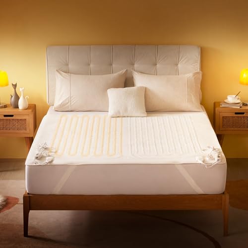 Sonive Super King Electric Blanket, Heated Blanket 150cm x 160cm Dual Control with 3 Different Heat Settings, Fitted Heated Mattress Cover with Overheat Protection, Uniform Heating, Machine Washable
