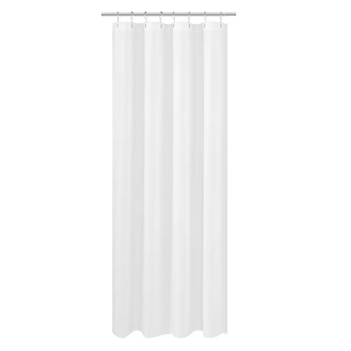 "N&Y HOME White Fabric Shower Curtain 48"" x 78"" Hotel Quality Washable Water Repellent with Eyelets"