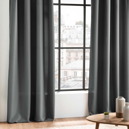 Douceur d'Intérieur, Curtain with loops (140 x 260 cm) Essentiel Concrete, Polyester