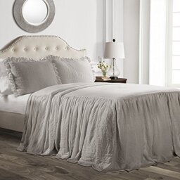 Lush Decor Ruffle Skirt Bedspread, Polyester, Grey, King