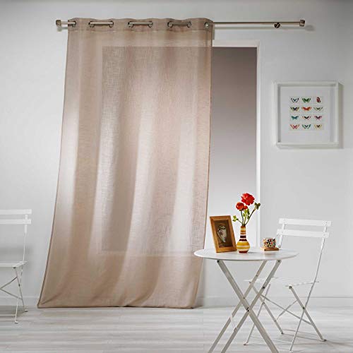 Douceur d'Intérieur Haltona Curtain with Eyelets Linen Effect Woven Haltona Polyester, Hazelnut, 240 x 140 cm