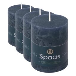 Spaas Rustic Pillar Candle 70/95 mm 35h, Dark Blue (Pack of 4)