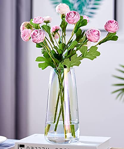 Aoderun Glass Flower Vase 22cm Decorative Vase Centerpiece for Home Decoration, Handmade, Modern (Rainbow)