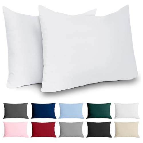 Dreamzie - 40 x 40 cm Reinforced Cotton Pillow Case - White - Tight Weave of 57 Thread Count - Pillow Case 40 x 40 cm - Oeko Tex Certified