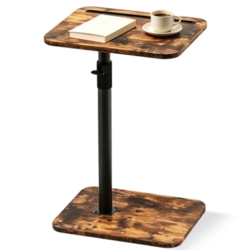 MOXYOY Side Table Adjustable Height, 360° Swivel, Modern Small Coffee C Shaped Side Table, Couch End Tables That Slide Under for Sofa/Bed/Bathtub, Rotating Top