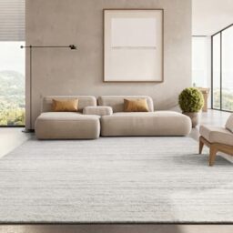 SAFAVIEH Modern Rug for Living Room, Dining Room, Bedroom - Adirondack Collection, Short Pile, in Ivory and Silver, 240 X 300 cm